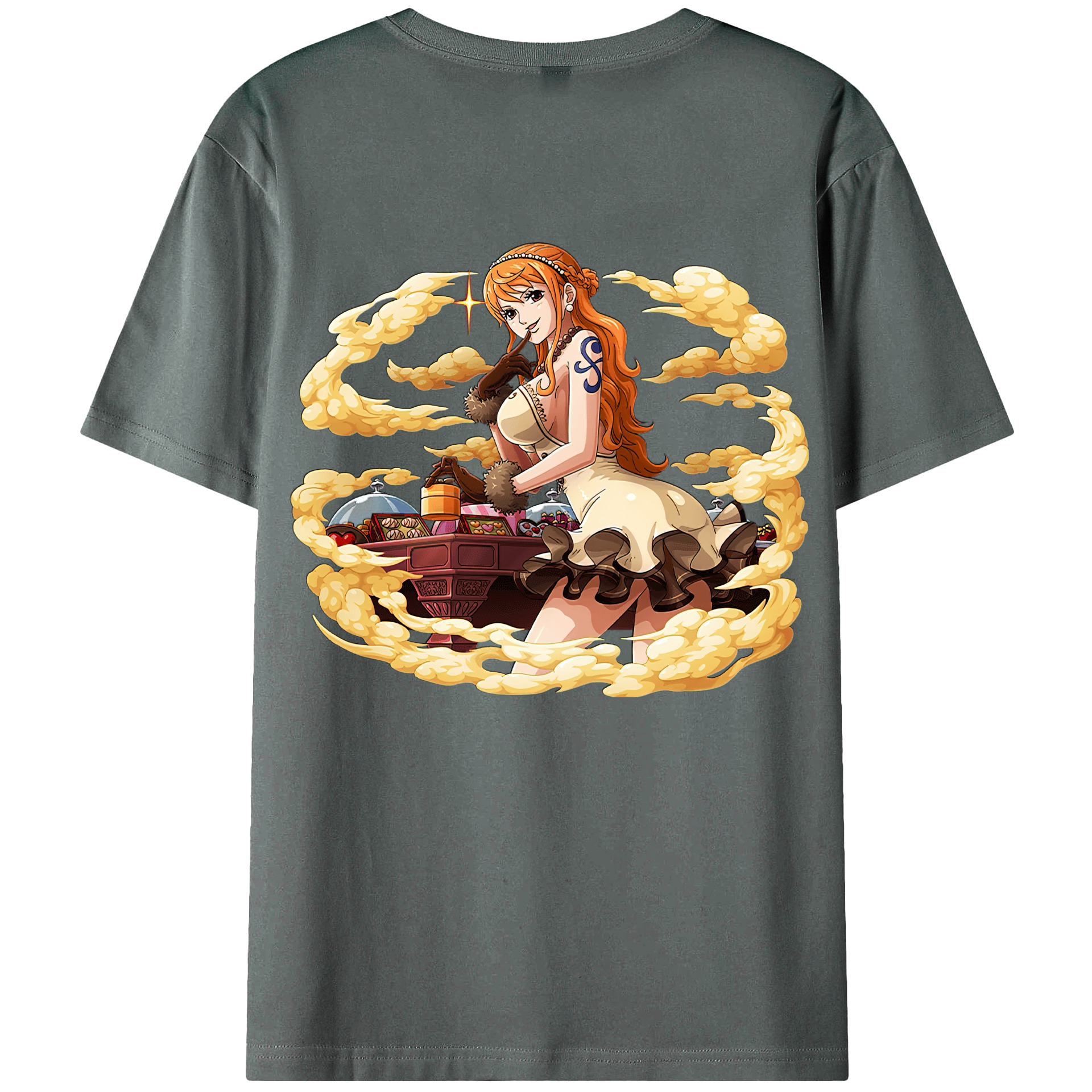 （画像用） ワンピース ナミ ONE PIECE Nami 綿100％ メンズ半袖Tシャツ（バックプリント） 通気性